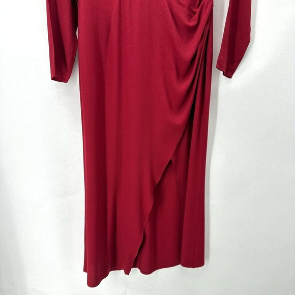 Reformation Celeste Dress Womens 4 Sheath Tulip Slit Midi Red Draped Glam City - Picture 4 of 12